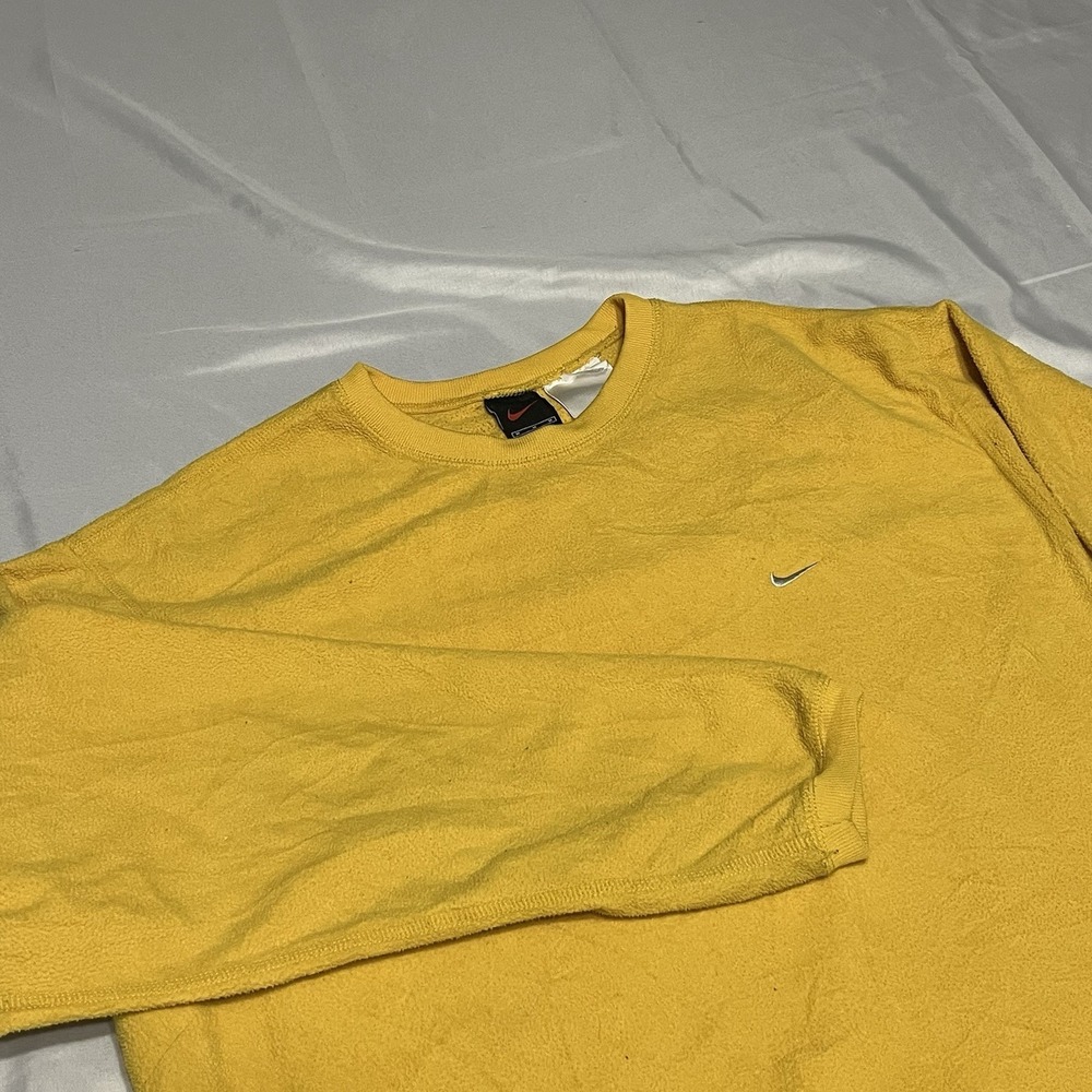 Vintage Nike Sweatshirt Mens M Yellow Fleece Lightweight Rare